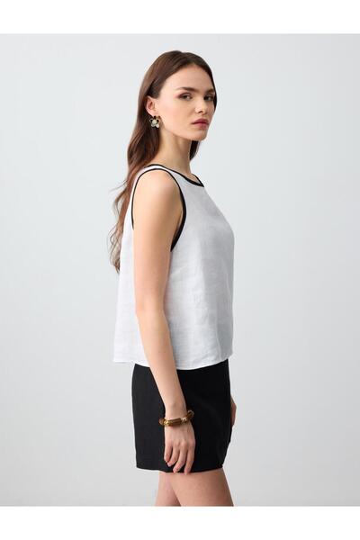 Jimmy Key Siyah %100 Keten Düz Kesim Mini Şort Etek