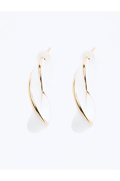 Jimmy Key Altın Rengi Burgu Detaylı Yarım Halka Küpe