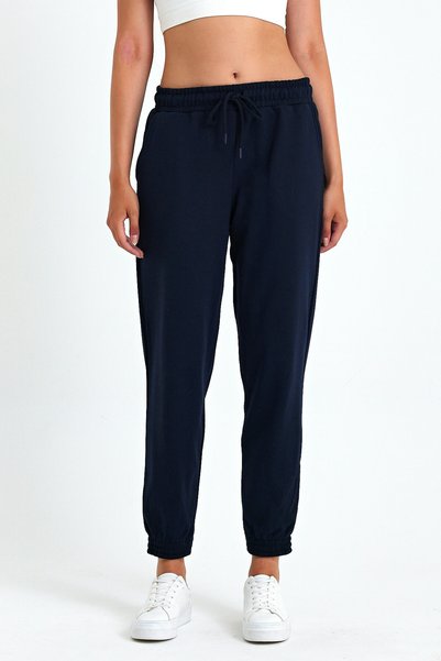 COMEOR Women's Navy Blue Cotton Thick Elastic Cuff High Waist Comfortable Jogger Sweatpants