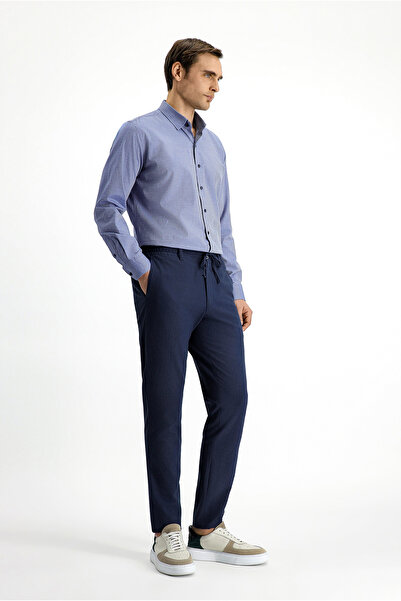 Kiğılı Παντελόνι από κλασικό ύφασμα Super Slim Fit Extra Slim Fit με ελαστική μέση με κορδόνι Seersucker Lycra