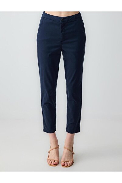 Jimmy Key Lacivert Yüksek Bel Normal Paça Yandan Cepli Pantolon