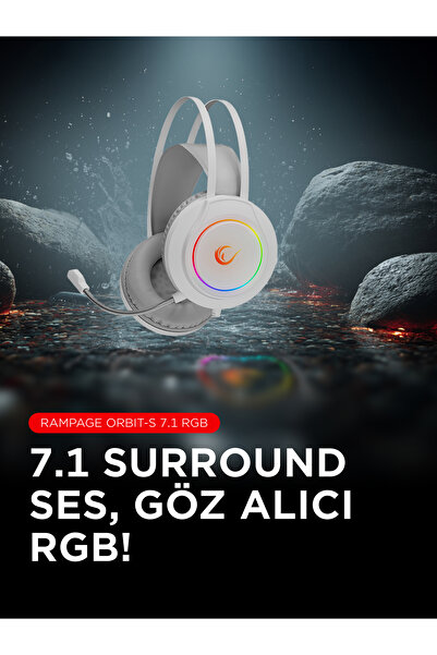 Rampage ORBIT-S Beyaz RGB Led 7.1 Gaming Kulaklık Mikrofonlu Oyuncu Kulaklığı