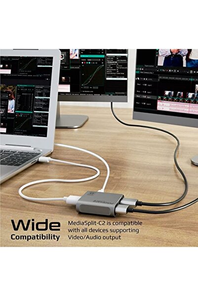 Promate موزع HDMI بدقة Ultra HD 4K 60 هرتز، ومنفذي HDMI مزدوجين وتصميم صغير الحجم