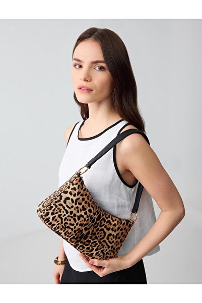 Jimmy Key Geantă de umăr maro cu model leopard