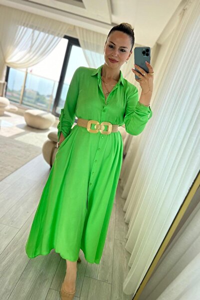DISHI FASHİON Uzun Gömlek Elbise KEMERSİZ