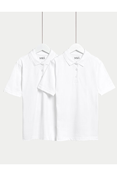 Marks & Spencer Saf Pamuklu 2'li Polo Yaka T-Shirt (2-16 Yaş)