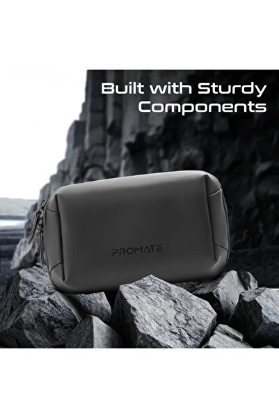 Promate Compact Tech essential Organizer Pouch Bag with Multiple Compartments black