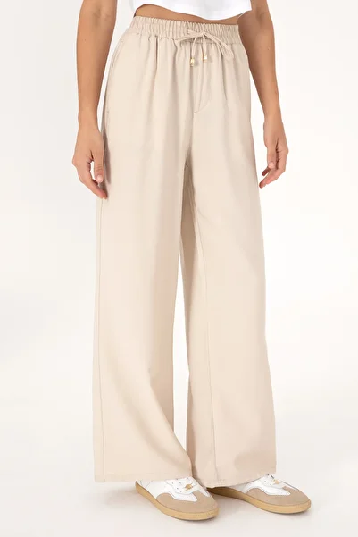 U.S. Polo Assn. Women's Stone Loose Relax Fit Canvas Trousers 50300357-Vr049