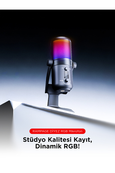 Rampage Diyez Black Rgb Audio Indicator Microphone Gamer Microphone Streamer Microphone Youtuber Microphone