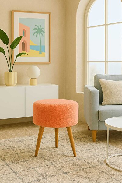 eda hacıoğlu edam bedding group Teddy yuvarlak Puf Bench Ahşap Retro Ayak Dekoratif Peluş Tabure