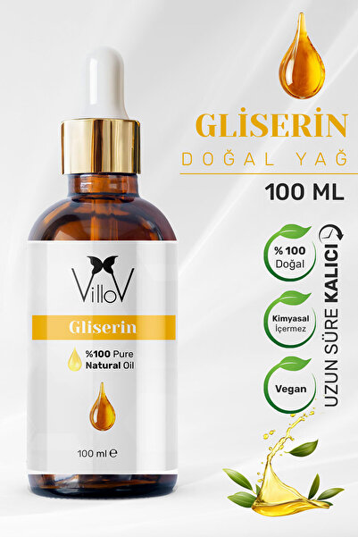 Villov Gliserin Uçucu Yağı Soğuk Sıkım %100 Saf ve Doğal Bitkisel Glycerin Es...