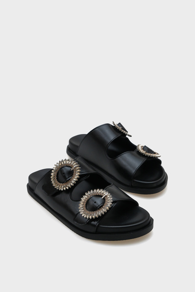 Capone Outfitters Marice Stone Buckle Flat Heeled Women's Slippers