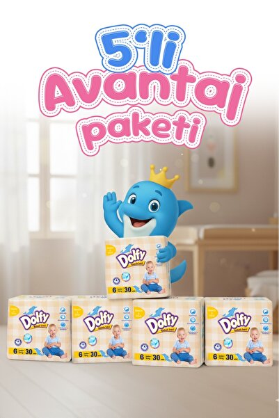 DOLFY Bebek Bezi 6 Beden Ekonomik Fırsat Paketi I 150 Adet I 15-25 Kg (30X5 P...