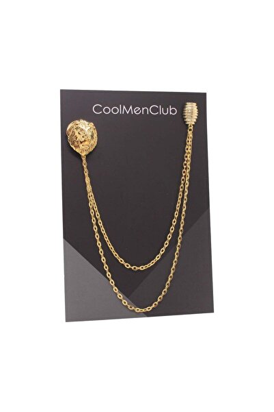 COOLMENCLUB Gold Aslan Figürlü Ceket Yaka İğnesi