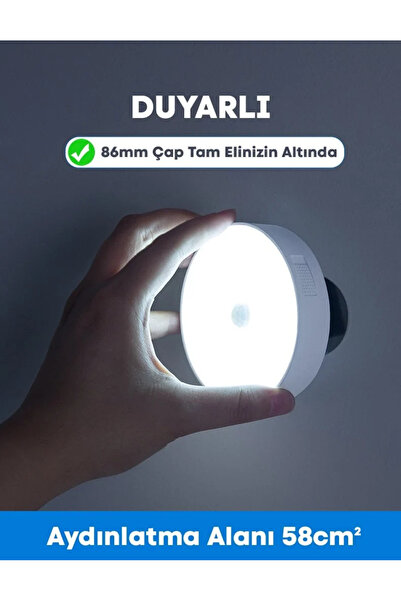 Bvs Elektronik Hareket Sensörlü 8 Ledli Gün Işığı Lamba Usb Şarjlı Mıknatıslı Auto Dolap Içi, Koridor ,Masa