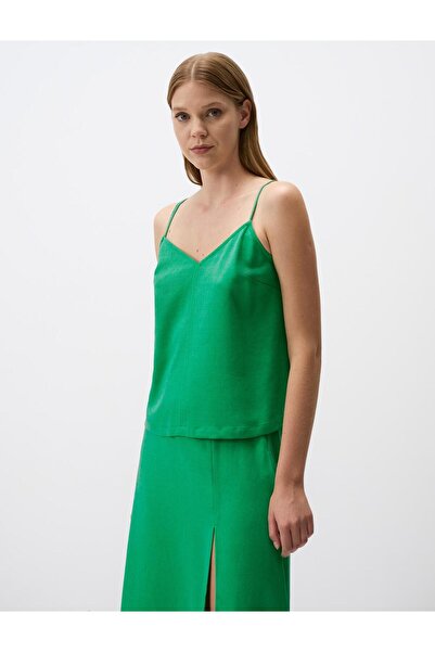 Jimmy Key Πράσινη μπλούζα με λαιμόκοψη V με λουράκι