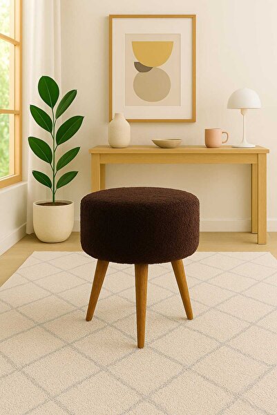 eda hacıoğlu edam bedding group Teddy yuvarlak Puf Bench Ahşap Retro Ayak Dek...