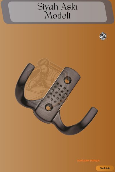 AKÇASAN Noktalı Metal Askı Şık Portmanto Askılık Dolap Mobilya Askısı Siyah (vidalar Dahil)