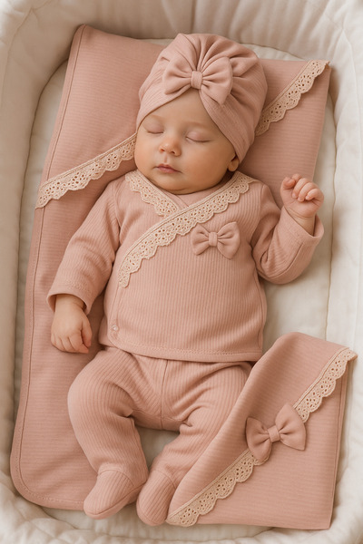 ZEYNUKO KIZ BEBEK RAPORLU FİSTOLU 10'LU YENİDOĞAN HASTANE ÇIKIŞI ZIBIN SETİ K...