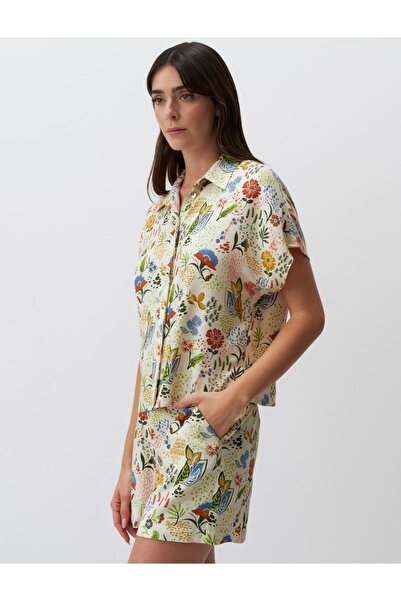 Jimmy Key Mixed Short Sleeve Patterned Linen Shirt