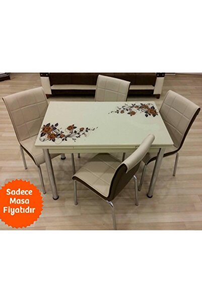 Evistro Yandan Açılır Büyüyen Cam Mutfak Masası 70x110-SADECE MASA FİYAT