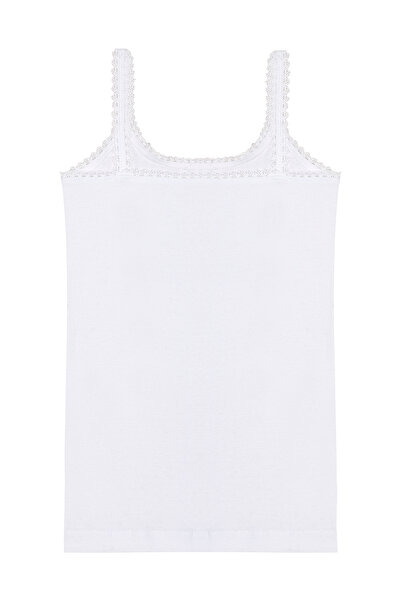 ÖZKAN underwear Özkan 1610 5-Pack Girls' 100% Cotton Ribbed Collar with Lace Detail Flexible Comfortable Thin Strap Pattern