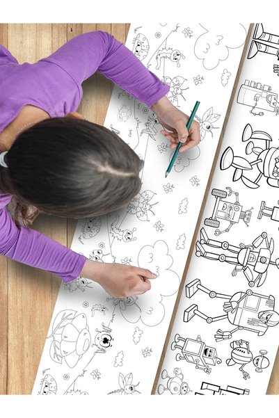 esatoys Hayvanlar Temalı Bebek Ve Çocuk Için Örnek Resimli 3,75 Metre Rulo Boyama Kağıdıı