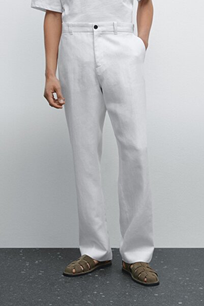 Massimo Dutti Hafif %100 keten pantolon