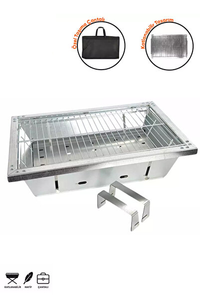 Home Katlanabilir Portatif Orta Boy Galvaniz Mangal 25x40cm Özel Taşıma Çantalı