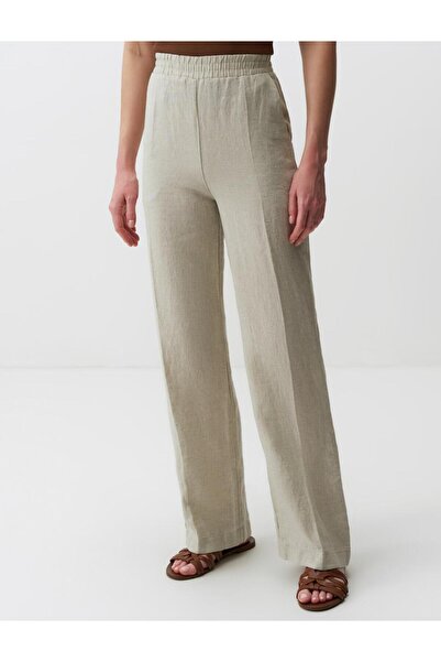 Jimmy Key Wide Leg Elastic Waist Linen Pants