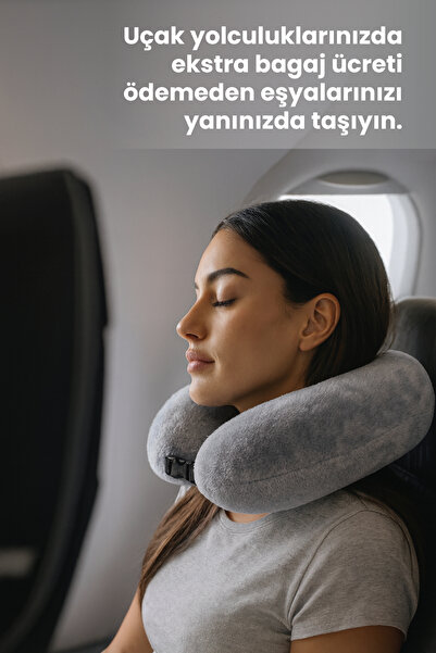 Viscofoam Hybrid Travel Bag Seyahat Çantası Seyahat Yastığı - Gri - Ergo Travel