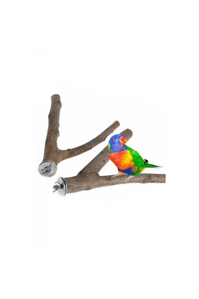 canlipetshop Doğal Dal Tünek Çatal Şekilli 27,5 cm – Papağan ve Muhabbet Kuşl...
