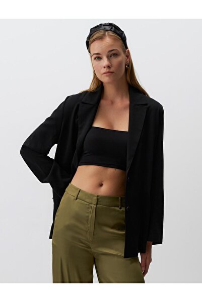 Jimmy Key Open Collar Black Long Sleeve Jacket