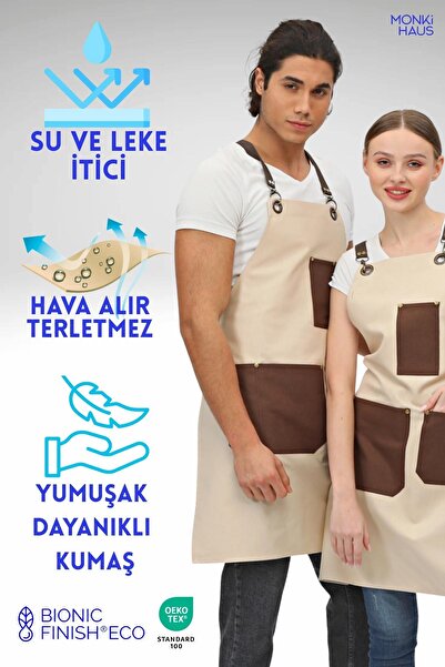 Monki Haus مريلة مقاومة للبقع للمقهى، وباريستا، ومصفف الشعر، والمطبخ، والشيف، والشيف، والرسام، وبائع الزهور