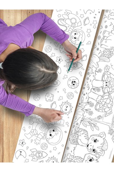 esatoys Hayvanlar Temalı Bebek Ve Çocuk Için Örnek Resimli 3,75 Metre Rulo Boyama Kağıdıı
