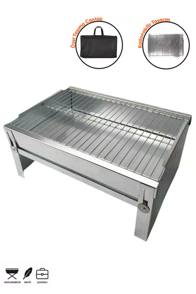 Home Katlanabilir Portatif Ekonomik Galvaniz Mangal 25x40 CM Özel Taşıma Çantalı
