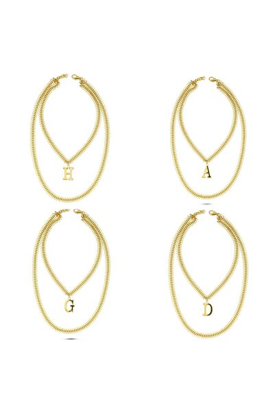 SUP OTHERS ALTIN KAPLAMA B HARF SİYAH MİNELİ GERDANLIK