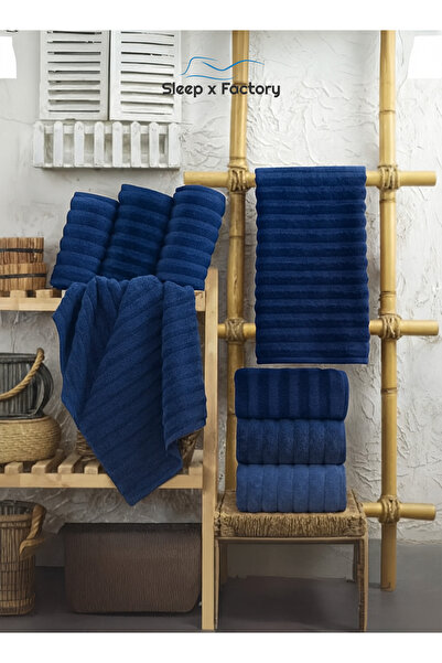 Sleep x Factory Wavy Textured Bath Towel – 100% Pure Cotton, Soft & Absorbent – 50x100 cm