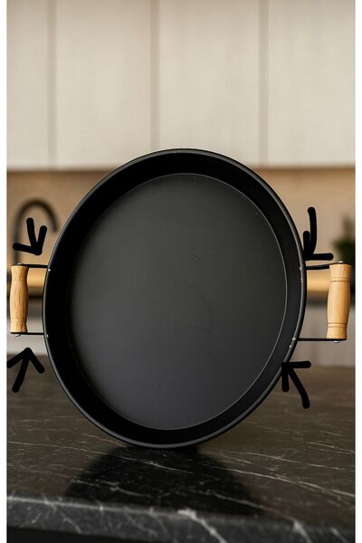 Arma House 2Nd Quality 32 cm Country Style Black Medium Size Metal Tray