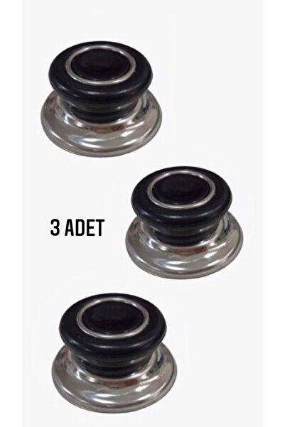 Doğuş Mutfak 3 Adet Siyah Tüm Tencere Tava Kapaklarına Uygun Bagalit Tepe Cam Tencere Kapağı Kulpu