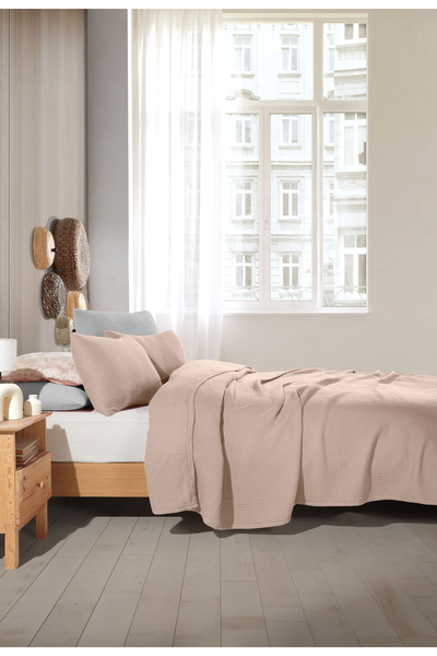 destinyhometex Mink 4 Layer Muslin 100% Cotton Double Bedspread Without Fringe/Pike 200 X 240cm