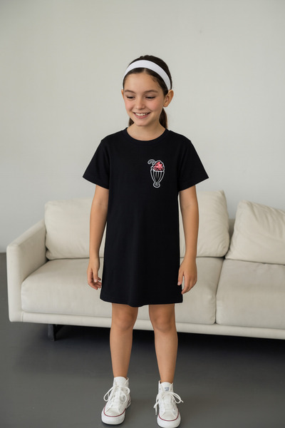 rg kidsstore Haljina od pamučne majice sa vezom, crna, za decu od 3–9 godina,...