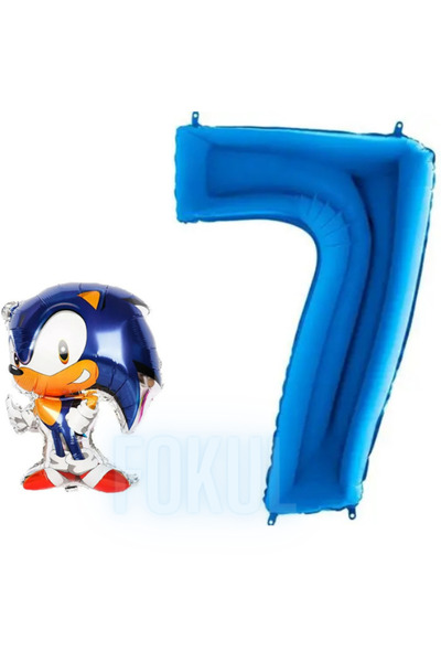 FOKUL Sonic Boom 7 Yaş Balon Seti Doğum Günü Hava ve Helyum Uyumlu 100 cm Yaş...