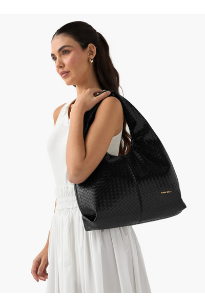 Flora Bella by Shoexpress Textured Hobo Bag with Handle and Zip Closure