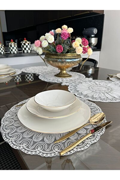 Tropikhome Amerikan Servis Takımı 6 Kişilik 7 Parça Supla Ve Runner Seti - Yu...