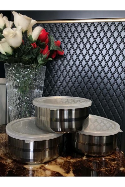 Doğuş Pazar 3-Piece Stainless Steel Storage Container 14 cm