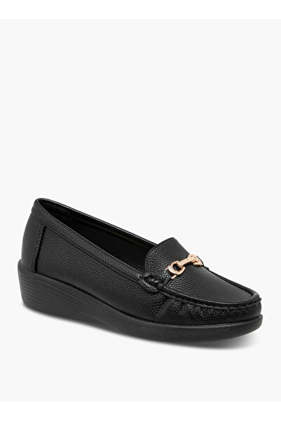 Flora Bella by Shoexpress Metal Accent Loafers with Wedge Heels