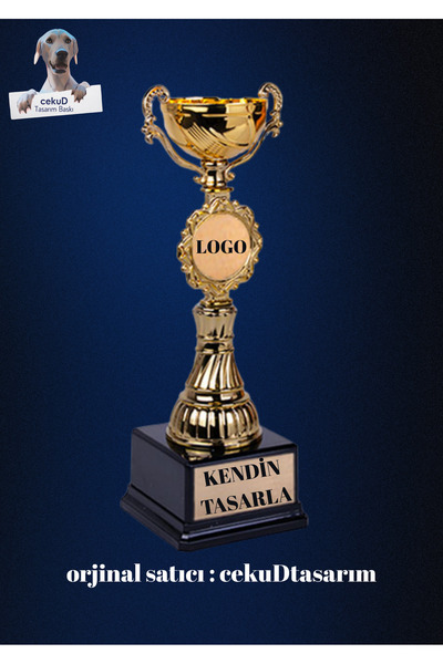 cekud tasarım baskı Altın Renkli Legend Ödül Kupası 33cm – Başarı Kupası – Tu...