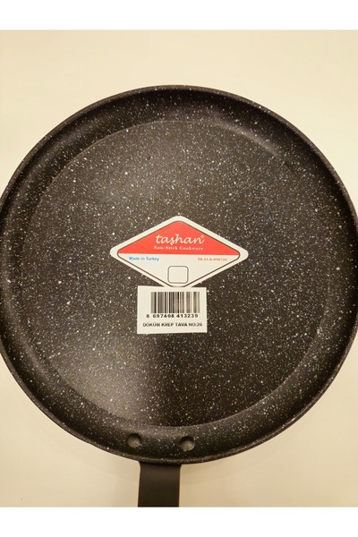 TAŞHAN Cast Iron Crepe and Omelette Pan Black Granite No: 26cm Suitable for Industrial Use