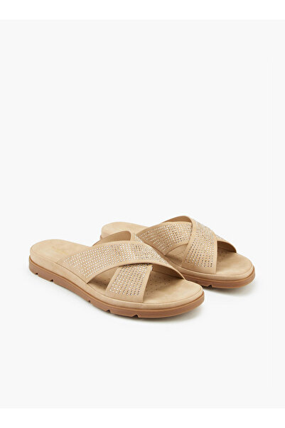 Flora Bella by Shoexpress Embellished Slip-On Cross Strap Sandals
